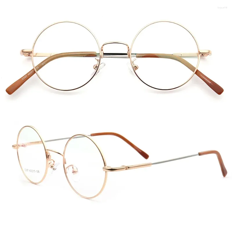 Okulary przeciwsłoneczne Ramy kobiety okrągłe okulary mężczyzn metalowe okulary optyczne elastyczne pamięć złote okulary okularowe recepty