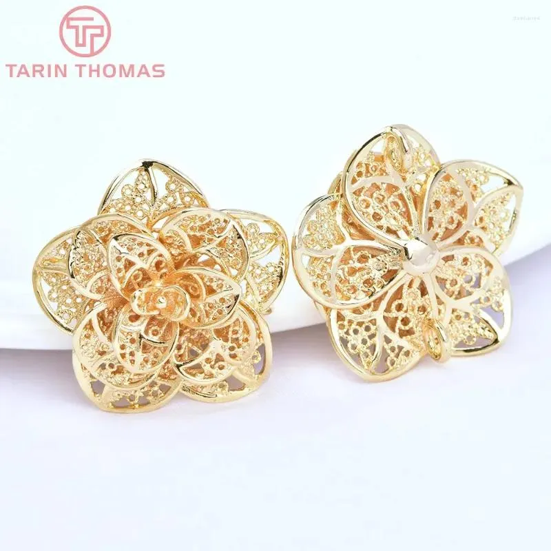 Anhänger Halsketten (844) 2pcs 29mm 24 Karat Champagner Goldfarbe Messing 2 Löcher 3d Big Flowers Anhänger Anschluss Schmuck Schmuck Zubehör