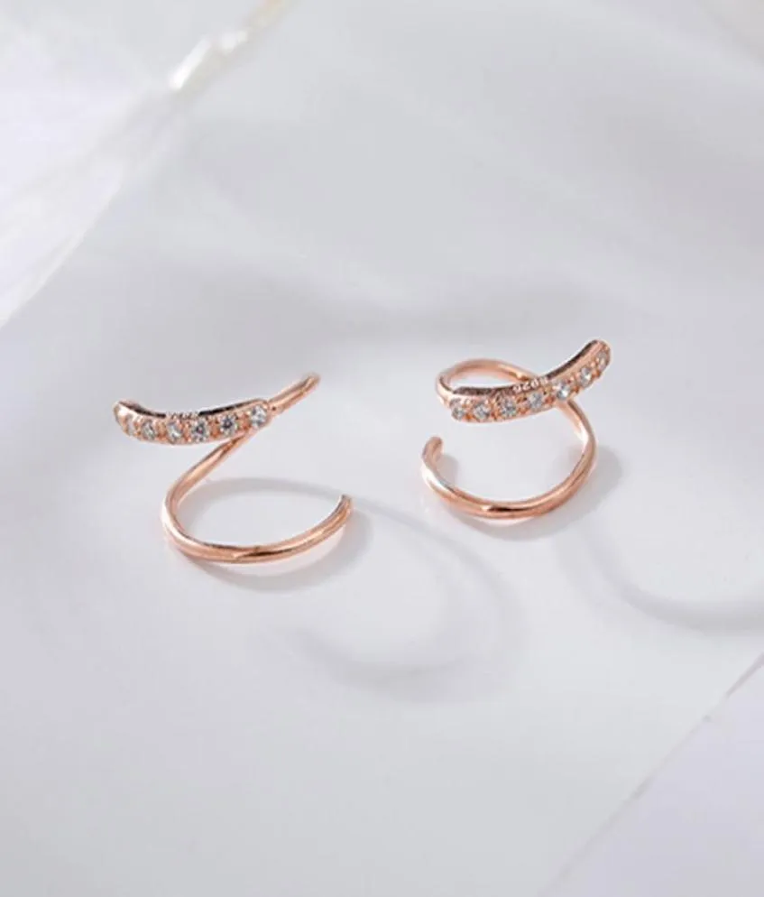 100 Real 925 Sterling Silver Spiral Stud Earrings for Women Korea Rose Gold Geometric Ear Jewelry Christmas Gifts YME5928189292