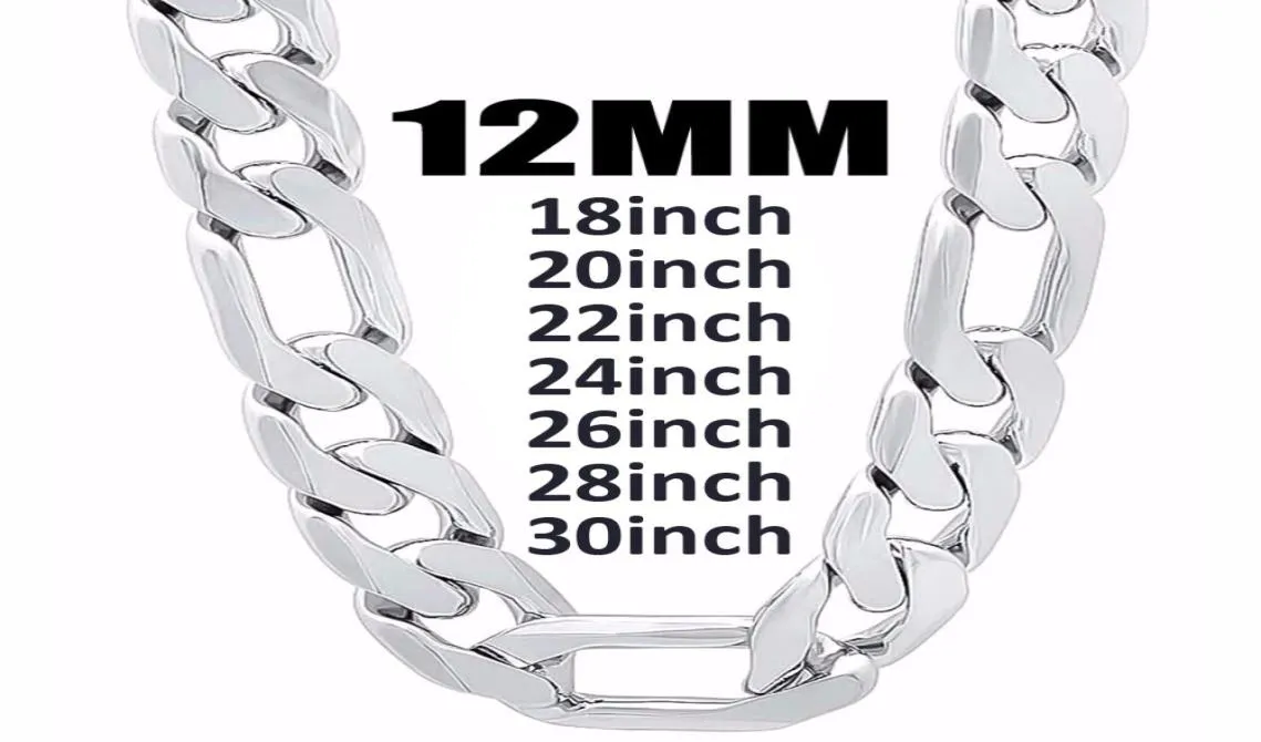 12 mm szerokość 925 Srebrny mężczyzna łańcuch szyici Naszyjnik Moda o długości 1830 cala Men039s Wysokiej jakości krawężnik kubański prezent FA1836652