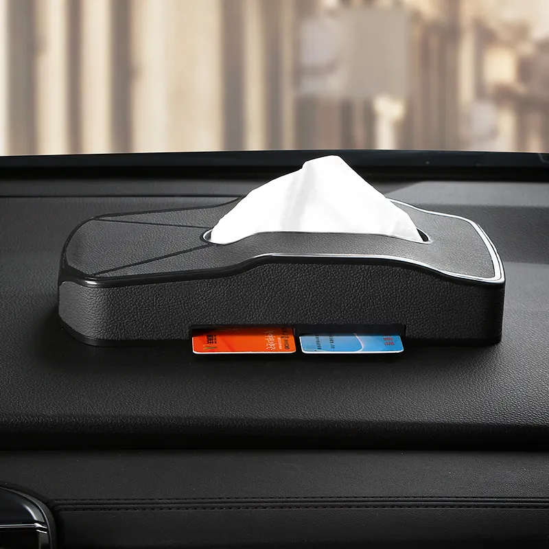 Держатель для салфетки для автомобильной ткани многоцелевой прямоугольной коробки для хранения для автомобильной стойки приборной панели приборная панель домашний автомобиль с двойным использованием с слотом для карты