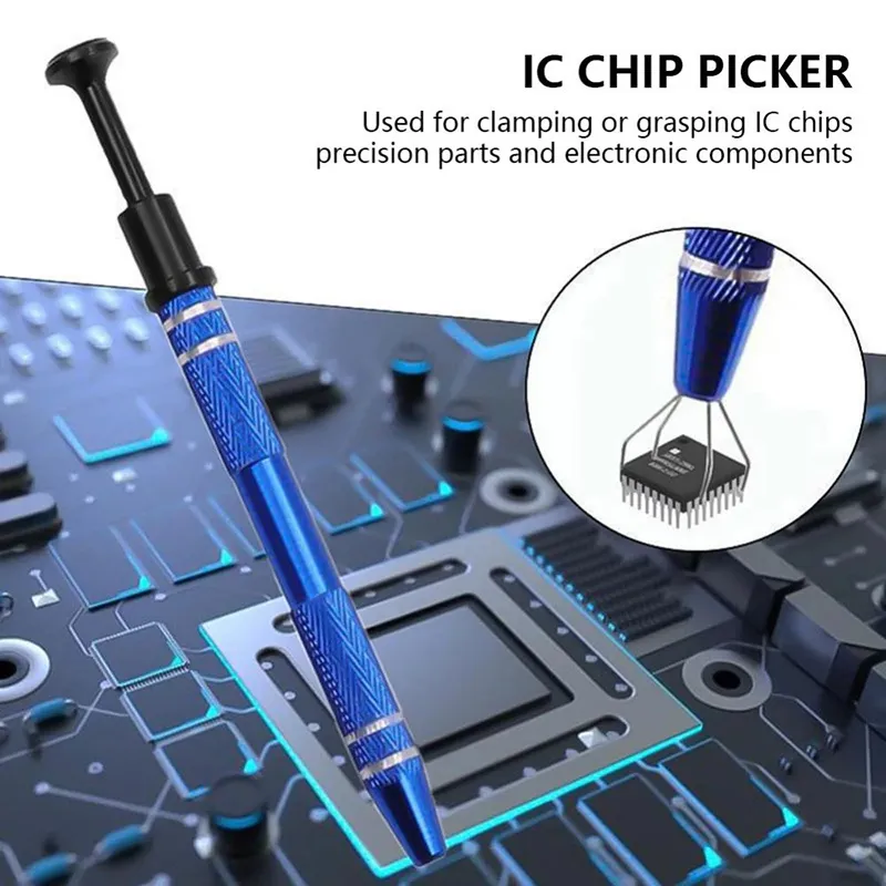 Reparo eletrônico Ferramentas manuais conjunto com componente Grabber, extrator de pinça de chip, seletor de parafuso e caneta de pega