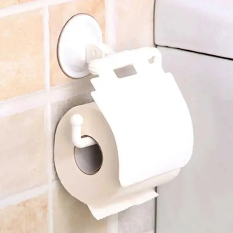 Toilet Paper Holders Plastic Suction Cup Toilet Paper Holder Bathroom Wall Mounted WC Paper Phone Holder Shelf Towel Roll shelf Bathroom Accessories 240410