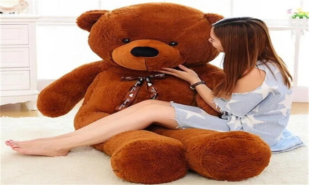 Giant Teddy Bear Kawaii Big 160cm 180cm 200 cm 220 cm nadziewana miękka zabawka PSH Large Embrace Bear Children Doll Doll Dift Prezent Q0727233R6753667