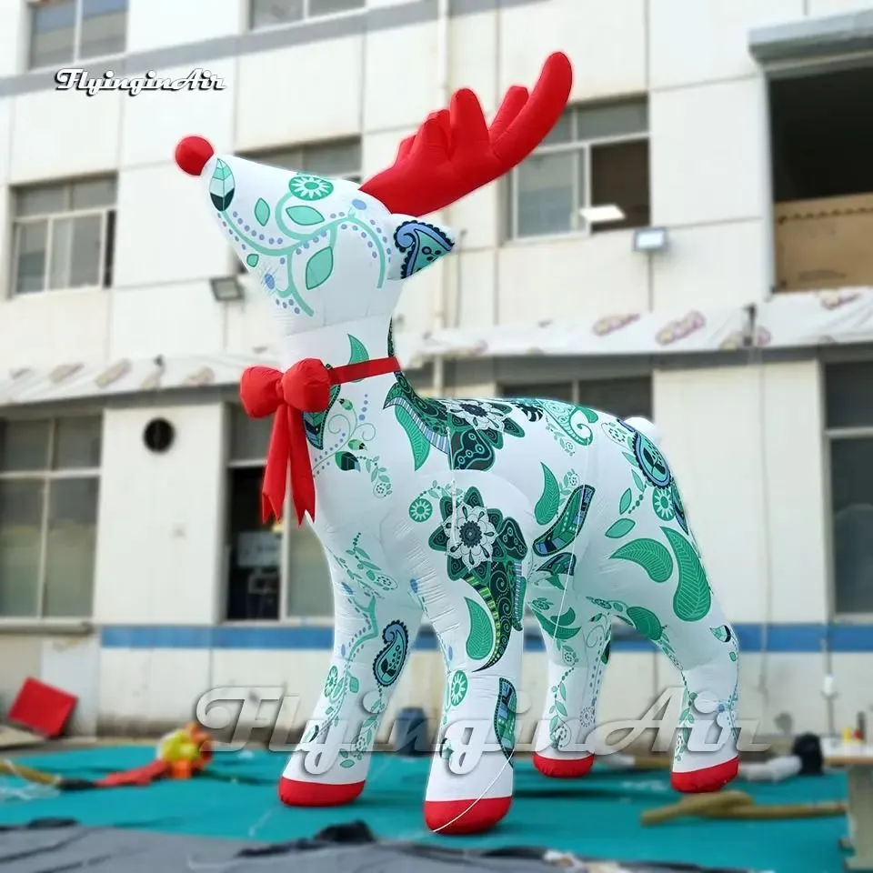 wholesale Outdoor New Year Decorations Advertising Inflatable Bouncers Reindeer Replica 5m Christmas Cartoon Animal Air Blown Deer Rudolph Balloon For Event