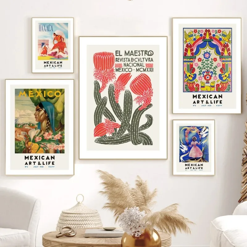 Artlife messicana Oaxaca Wall pop art tela dipinti Nordici poster e stampe immagini murali per soggiorno decorazioni in stile messico