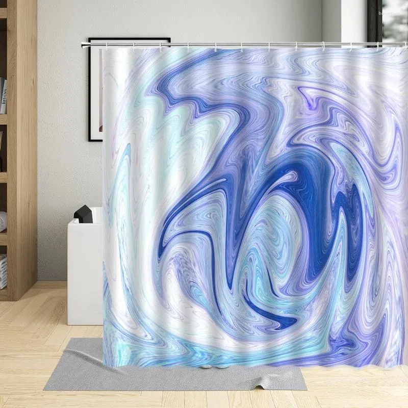 Duschvorhänge flüssiger Marmorvorhang abstrakte Ablauf -Tintenmalerei Farbtextur Muster Badezimmer Dekor Polyester Stoff Sets