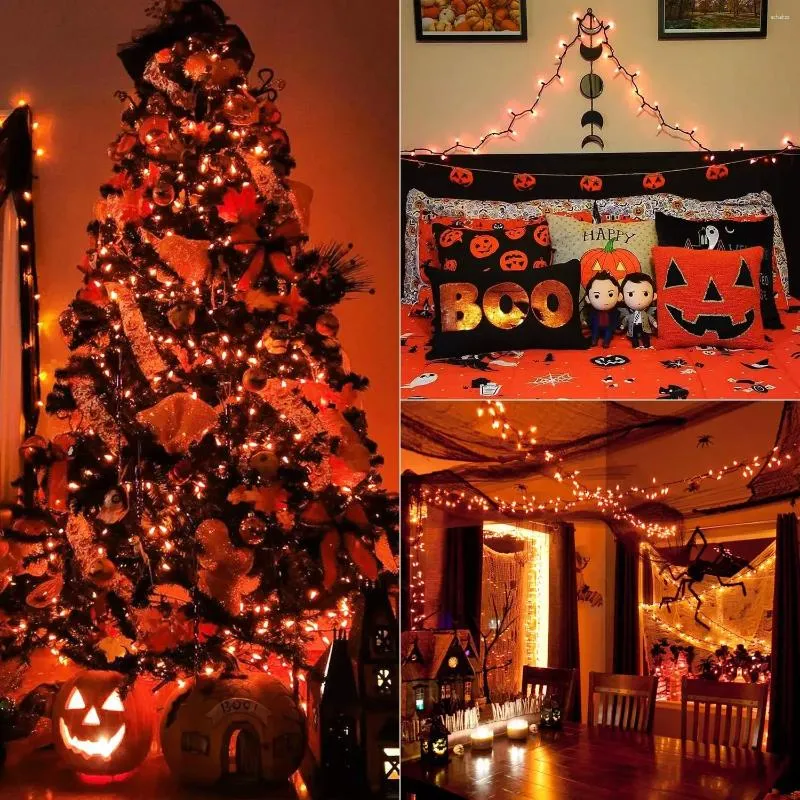 Party Decoration 2024 Orange Halloween Lights LED Battery 8 Modes String Indoor Outdoor Xmas Bedroom Patio