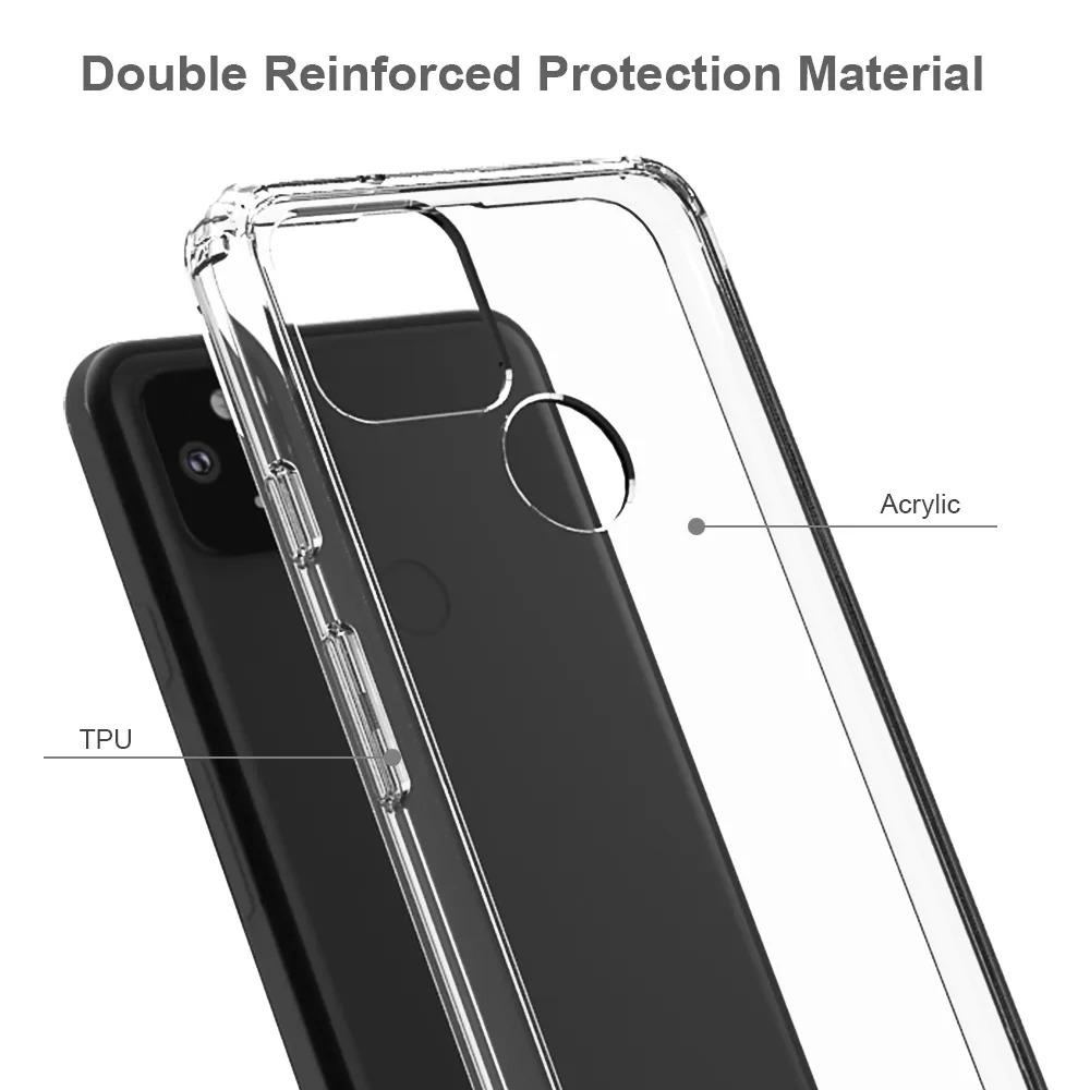 Pixel 4A 5G Casos claros à prova de choque rígido TPU Soft TPU Tampa de proteção para Google Pixel 5/5A 5G Caixa de telefone