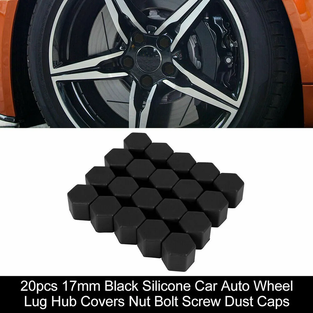 Uxcell 20 Pack Black Rubber Wheel Nut Caps - 21mm Lug Bolt Dust Covers For Car Tires