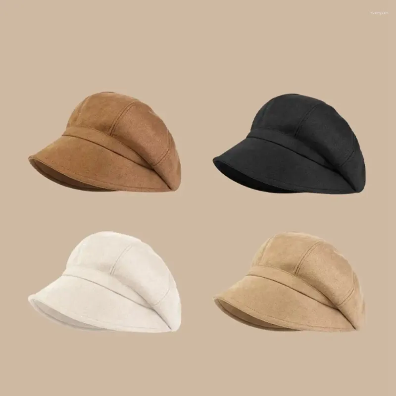 Berets Literary Retro British Style Autumn Winter All-match Solid Color Painter Hat Women Cap Suede Warm Korean