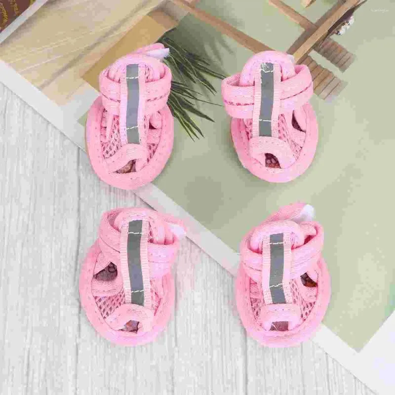 Hundkläder 4st sandaler sommarskor mesh andningsbara för valpartiklar (4 5x5 5 cm)