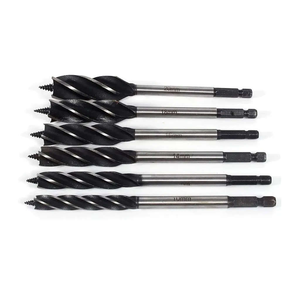 1 stks 10-35 mm 6,35 mm Hex Handhendel Lange vierlijpen Twist Drill Bit Gat Sawslotting Woodworking Tools