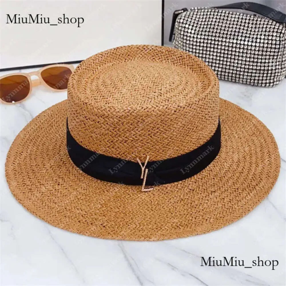 Gold Buckle Straw for Woman Designer Beach Hats Summer Grass Braid Mens Flat Fitted Bucket Hat Bob Vacation Sunhats 7477