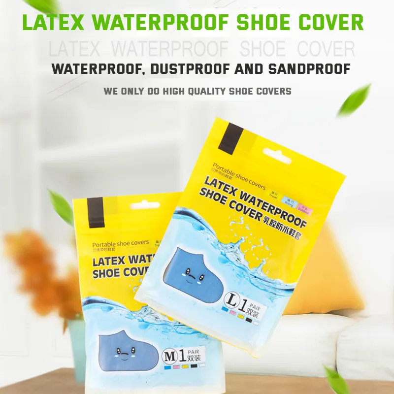 Nya förtjockade elastiska latexskor täcker vattentäta sko täcker utomhus regn stövlar pvc silikon anti slip tjocka regnskor