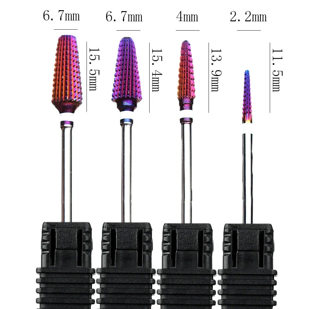 Purple Pro Carbide Tungstênio 5 em 1 Pragem de unhas Bit de forma de corte reto de forma de prego para acrílico Gel de unhas