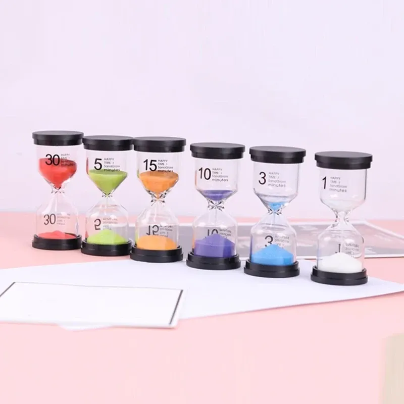 Sand Timer Set 1/3/5/10/15/30-Minutes 6 Color Hourglass Timer for Kid Classroom Kitchen Game Home Office Decorations 55KF