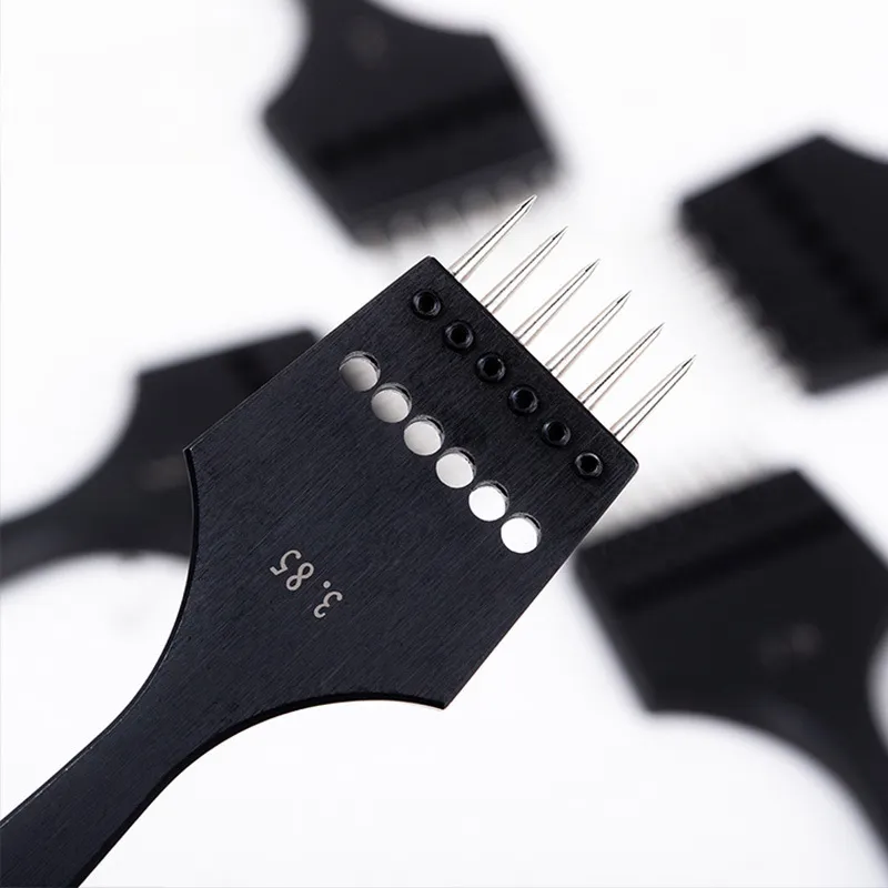 6 zębów skórzane dziury DIY Ręcznie perforowane okrągłe szwy narzędzia do stężenia skórzane rzemieślnicze dłuto 4 mm 5 mm
