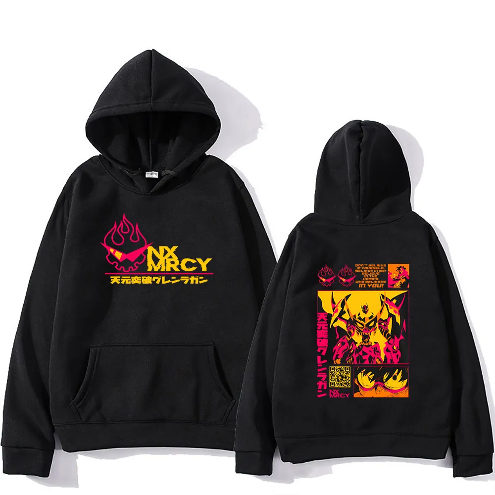 Tengen Toppa Gurren Lagann Sweat à capuche japonais Anime à double face sweat-shirt Boy à manches longues Hip Hop Streetwear Unisexe Hoodies