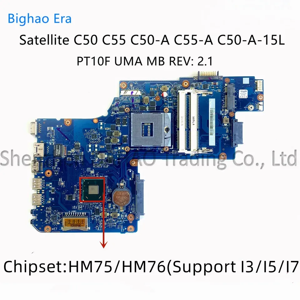 Moederbord H000061920 H000061930 voor Toshiba C50 C55 C50A C50A15L Laptop Moedertop met SLJ8E HM76 SJTNV HM70 CHIPSET PT10F UMA MB