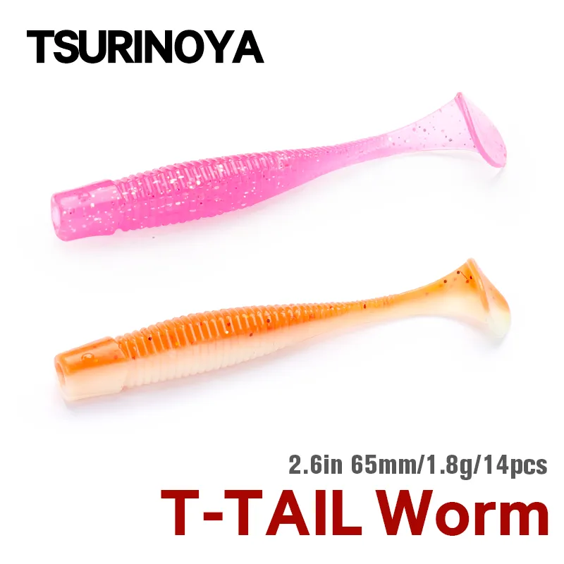 Tsuroinoya 65mm 1.8g Soft Worm Fishing Lure Thallo Artificial Silicone Soft Bait for Fishing Rig Tackle Ajing Bass Swimbait