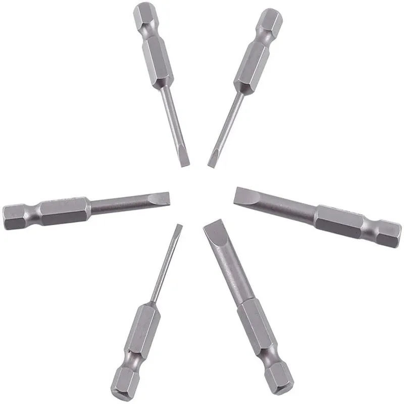 S2 Steel Flathead Slotted Screwdriver Bits Set, 1/4 Inch Hex Shank ...