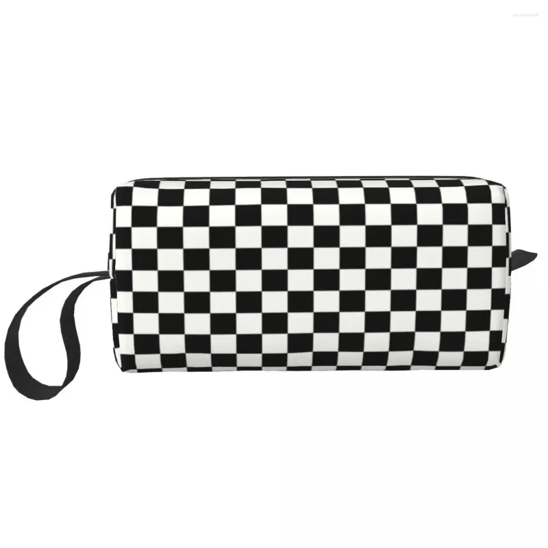 Sacs de rangement Fashion Classic Checkerboard Travel Toitry Sac Femmes d'échecs maquillage maquillage Cosmetic Beauty Dopp Kit