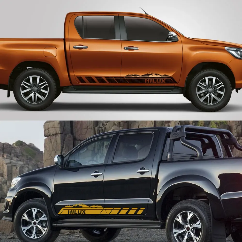 Toyota Hilux Vigo Revo Truck Graphics Mountain Dekoru için Pikap Kapısı Yan Stripes Çıkartma Araç Çıkartmaları Otomatik Aksesuarlar