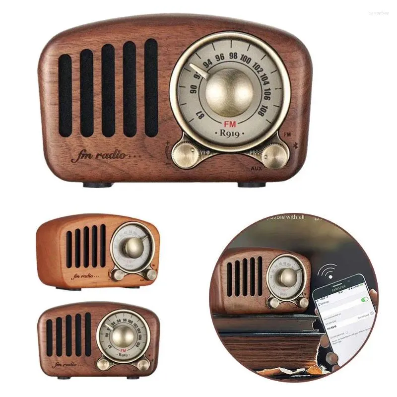 Figurines décoratines rétro mini Bluetooth en haut-parleur en bois insertion de cartes de carte de voiture sans fil de camping picnif