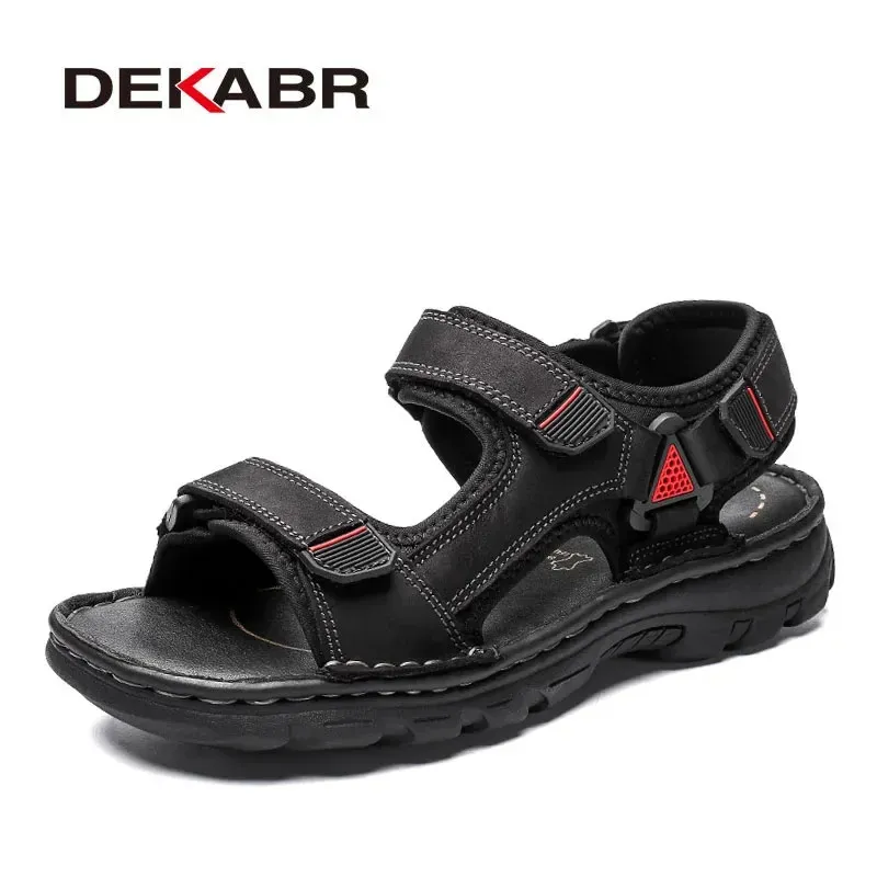 Dekabr boyutu 48 erkek gerçek deri sandalet yaz gündelik erkekler ayakkabı tatil plaj moda açık kaymaz spor ayakkabılar 240409