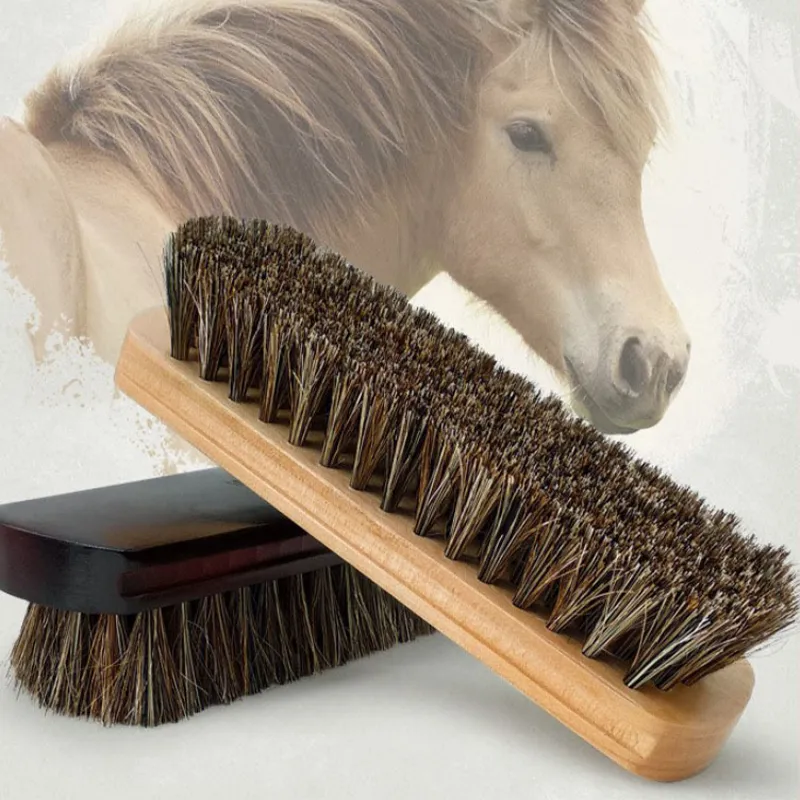 Kaps Set Of 2 Horsehair Brushes | Polish Applicator Dauber Brush And Polishing Brush | Real Wood | For Leather Goods Boots Bags Purses Sofas | Made Of Natural Horsehair For