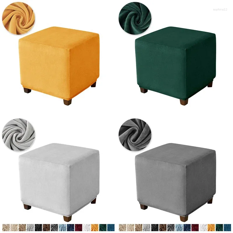 Stoelbedekkingen Velvet Ottoman Cover Elastische vierkante rechthoek Rechthoek voetenbank All-inclusieve massieve bank voetsteunende krukje slipcovers voor woonkamer