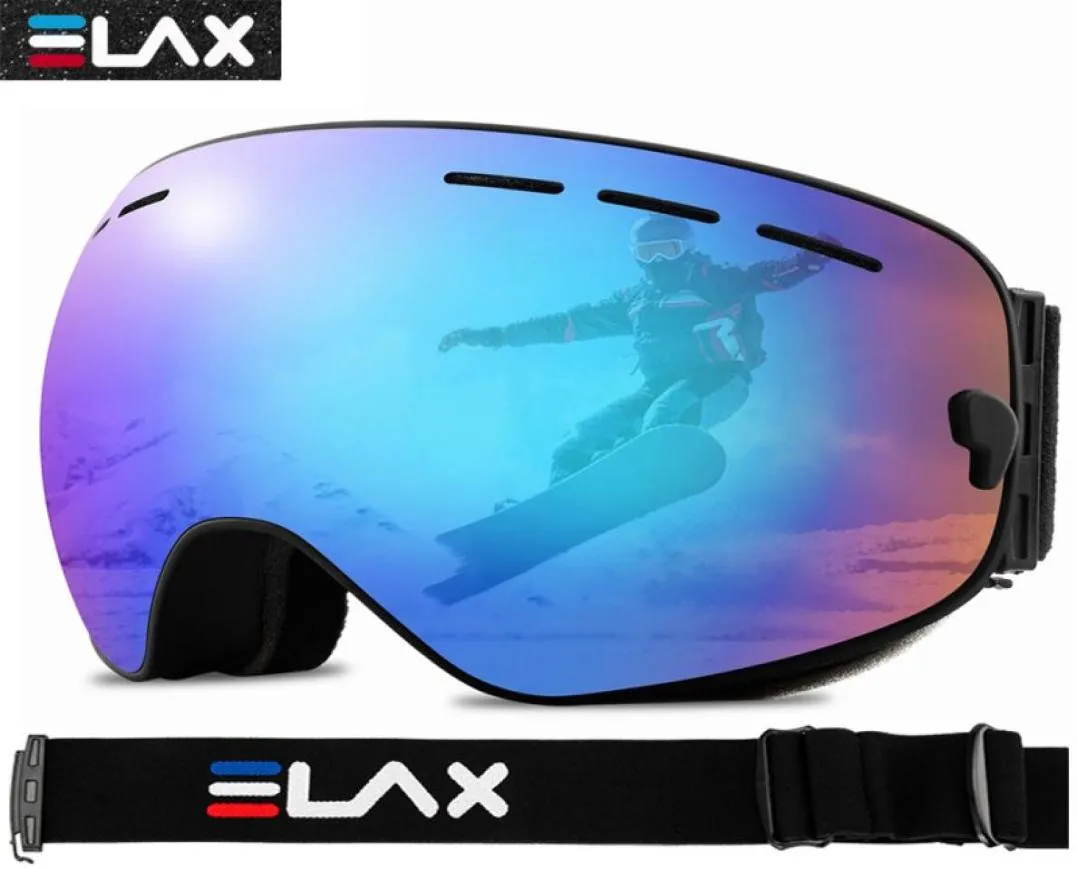 Solglasögon ELAX dubbla lager Antifog Goggles Ski Glasses Män Kvinnor Cyklasser Solglasögon MTB Snöskidorna Goggles Eyewear9553164