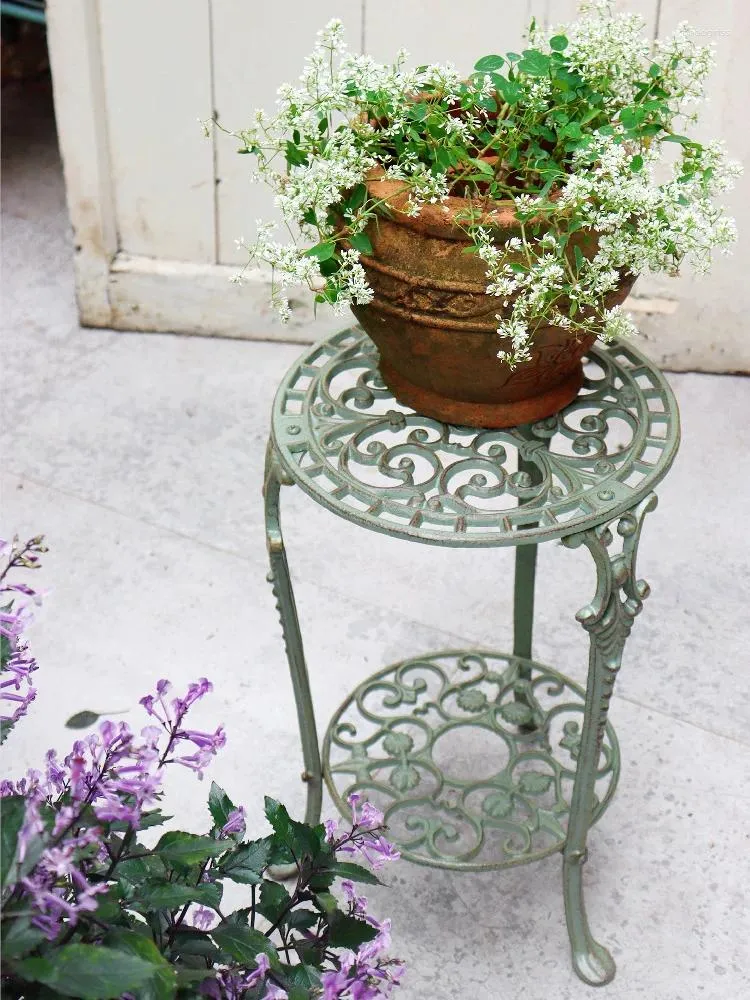 Piastre decorative Balcony Flower Stand soggiorno Scindapsus sgabello da giardino esterno a doppio strato di stoccaggio a doppio strato