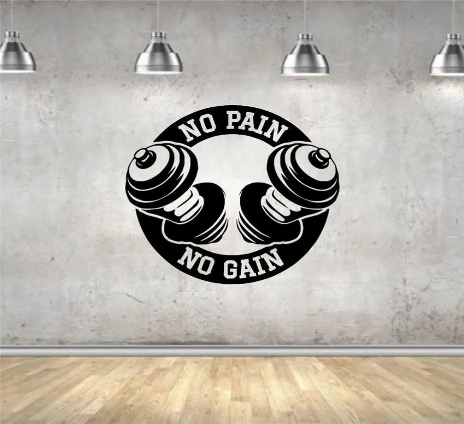 Muursticker muurschildering sticker vinyl decor bodybuilding sport dumbbels no pain no gain art decor home decor living muur sticker8859662