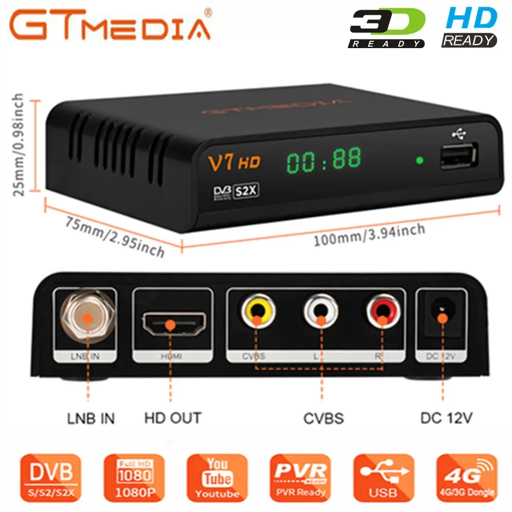 Finder GTMedia V7 HD Récepteur DVBS2 / S Récepteur satellite FreeSat V7 avec CS entièrement 1080p TV Tauner Decoder Support YouTube Bisskey
