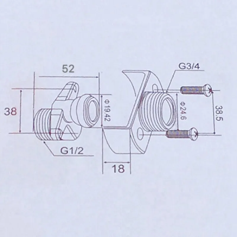 2x Réglage de l'angle de tuyau d'admission Tête de douche en cuivre inclinée incurve