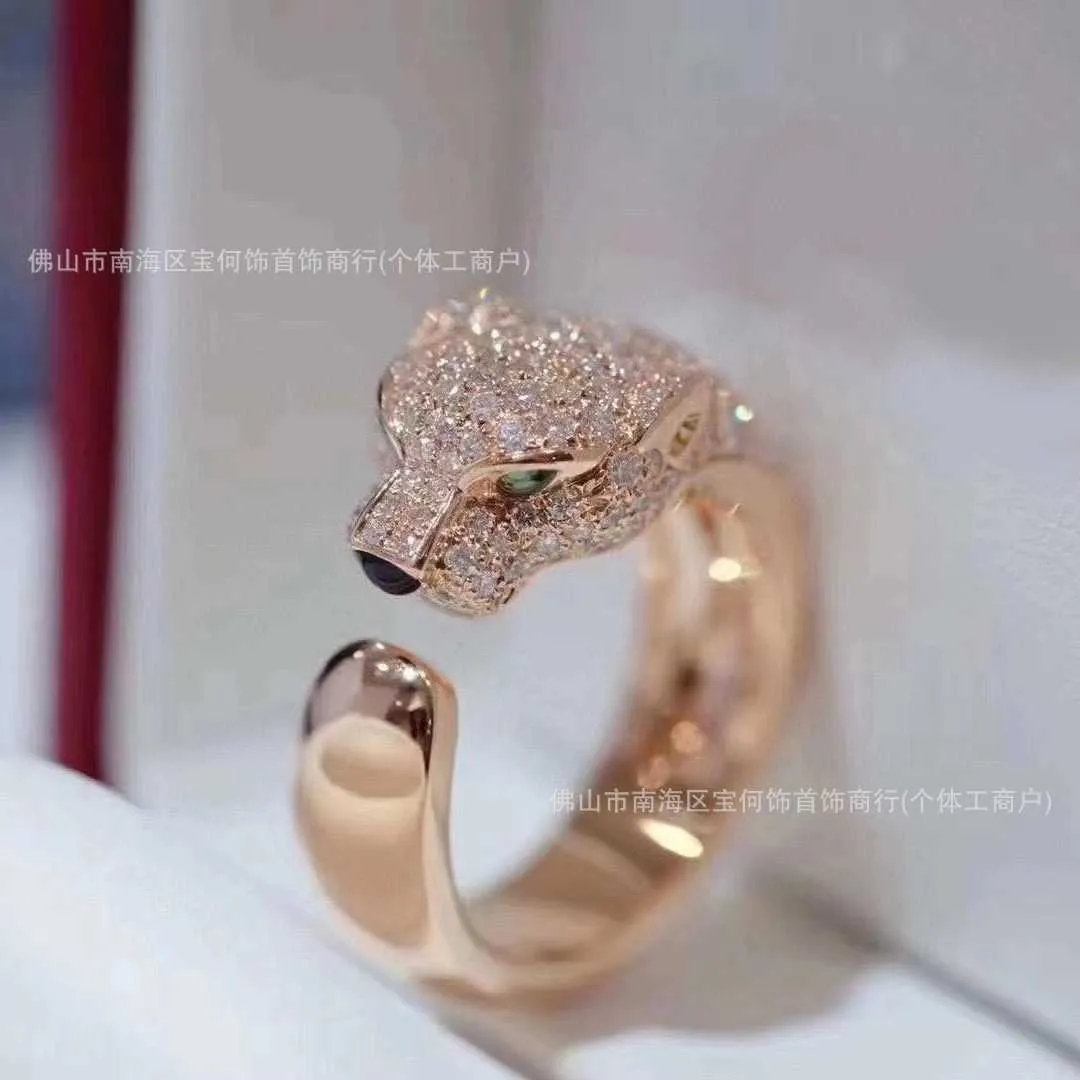 Charme de designer 925 Bague léopard en argent sterling carter plaqué avec 18 km rose half diamond Full Head ouvrir la précision haute édition