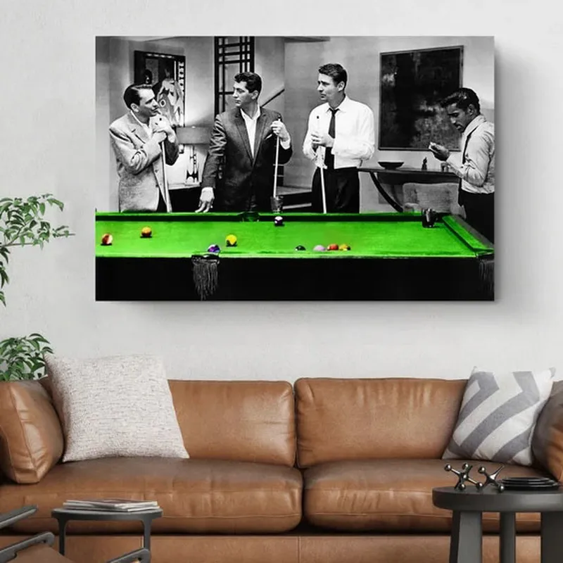 Rat Pack Pool Poster – Black And White 8x10 Celebrity Print Photograph