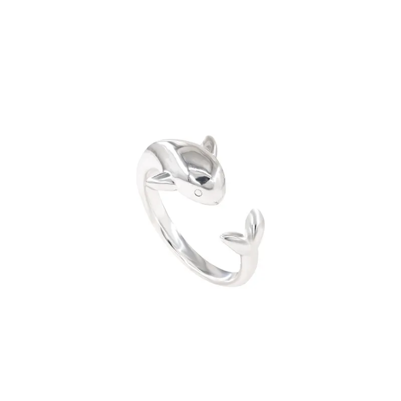 Ventfille Silver Color Dolphin Anneau pour femmes fille animale irrégulière mignon bijoux d'anniversaire cadeau dropshipping