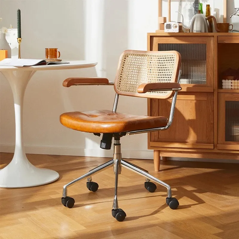 Japanese Rattan Office Chair: Breathable & Comfortable Retro