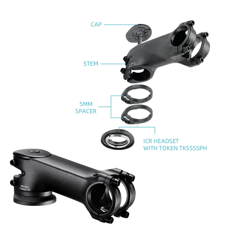 Ryet Road Rower STEM z Aero Spacers 3D Focked Racing Rower STEM -10 ° 35 mm Wysokość 28,6x31,8 mm 70/80/90/100/110/120 mm