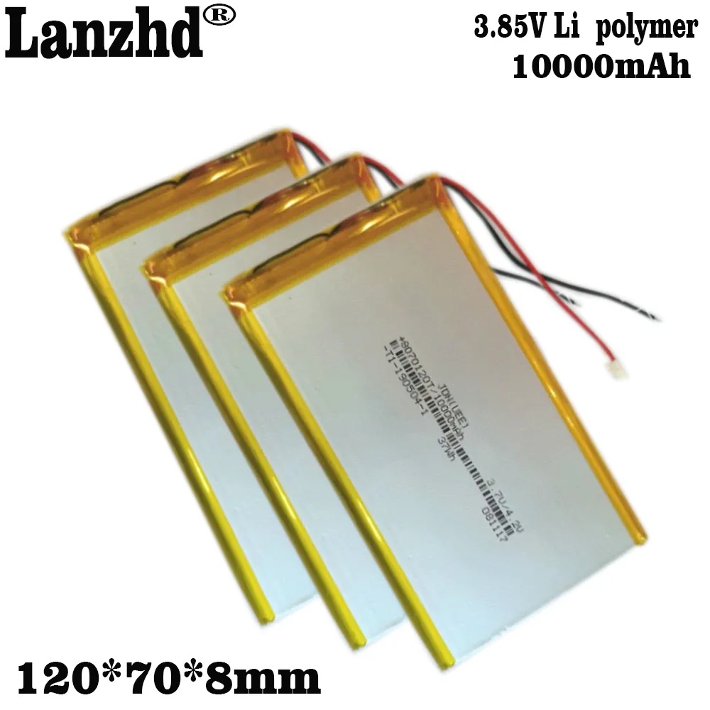 1-10st 8070120 3.7V 10000mAh Mobile Strömförsörjning 4.2V Li Polymer Litium Soft Package Batterutrustning Hållbar typ