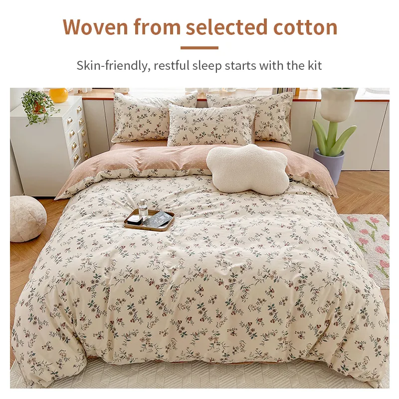 100% Cotton,133x72 Fabric,Twill Pastoral Floral Vintage Bedding Set,Duvet Cover 200x200 With Flowers,No Bed Sheet