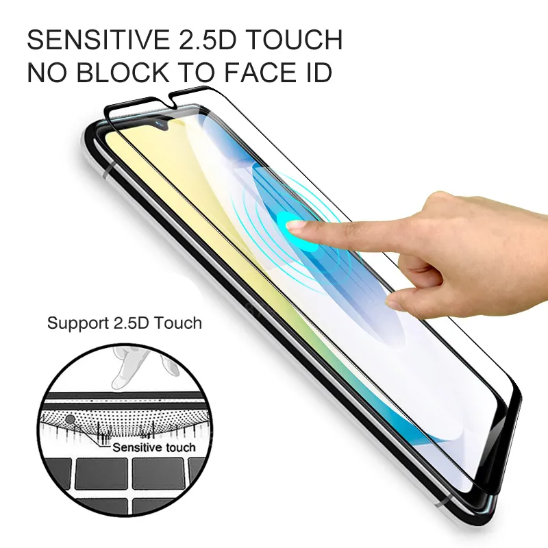 Verre de protection à couverture complète pour vivo Y22 Black Edge Protective Film pour vivo y22s y 22 22S Y22 S Vivoy22 4G Verre trempée