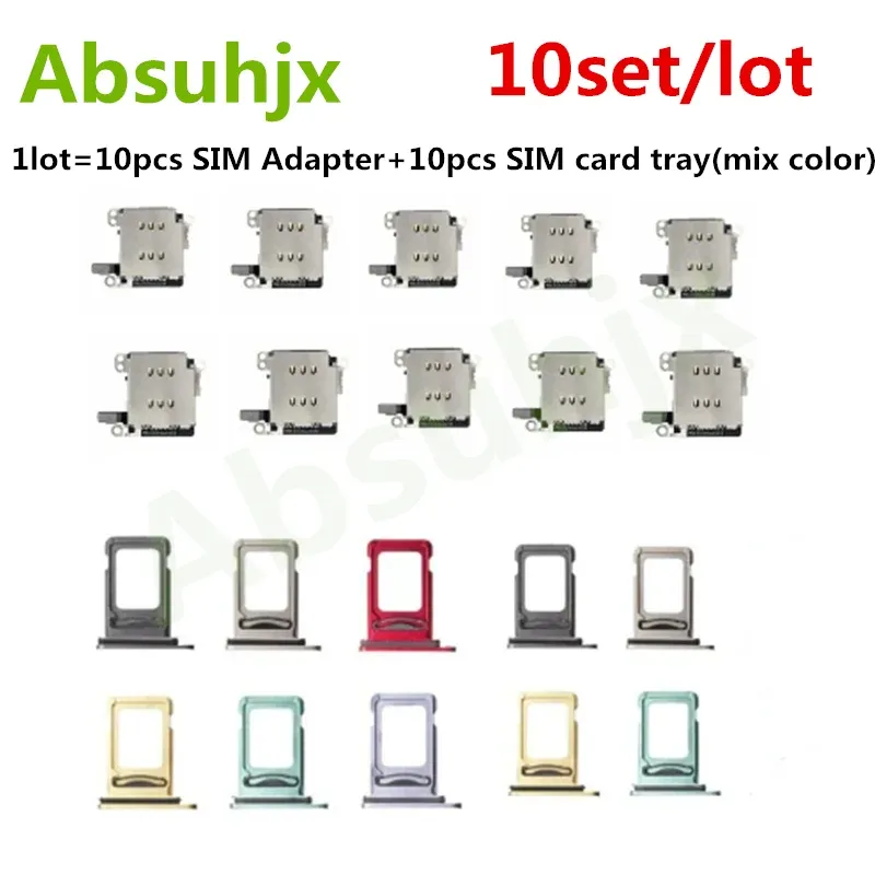 10sets Dual Sim Card Reader Connecteur Câble flexible + Adaptateur de porte-emplacements pour le plateau pour iPhone 11 12 13 14 Pro Max XR XSmax