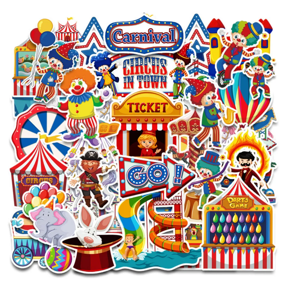 10/50 stcs Playground Amusement Park Stickers Cute Ferris Wheel Small Train Paradise Circussticker voor briefpapier van briefpapier