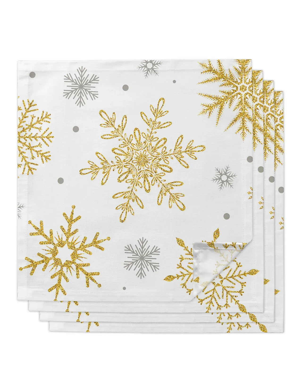 Christmas Golden Floke Texture Table Napkins Tissu Ensemble de mouchoirs de mariage Banquet de vacances Banquet de vacances