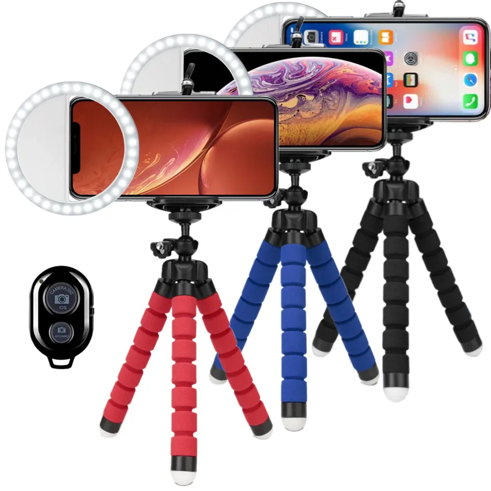 Işıklar Selfie Ring Işık Yuvarlak Yüzük Lamba Zil ışığı Cep telefonu için tripod ile Flash Işık LED iPhone Xiaomi için Taşınabilir Klip