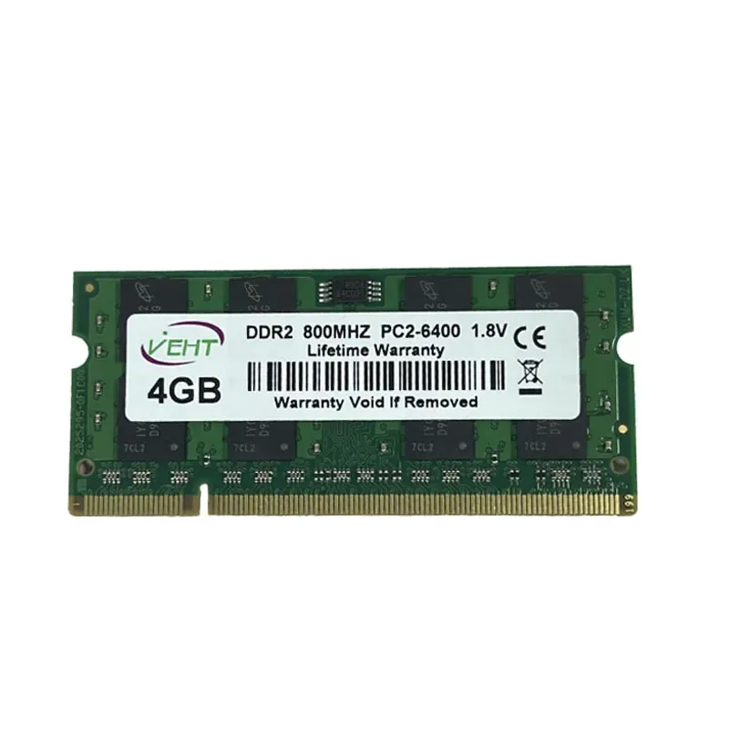 RAMS DDR2 4GB 800MHz Sodimm Laptop Memory PC26400 1.8V Hög kompatibilitet 16 Chips Laptop Ram för Notebook Green